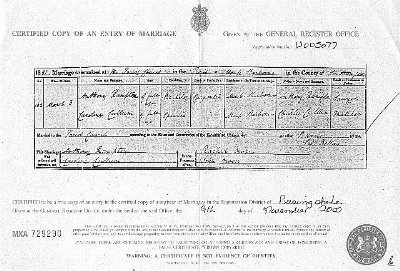 Anthony's Marriage Certificate